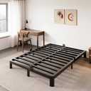 6 Inch Low Profile Bed Frame King, Low King Size Bed Frame No Box Spring Needed with Mattress Stoppers, DIY Headboard, Heavy Duty Steel Support 3000 LBS, Rounded Legs, Easy Assembly, Noiseless