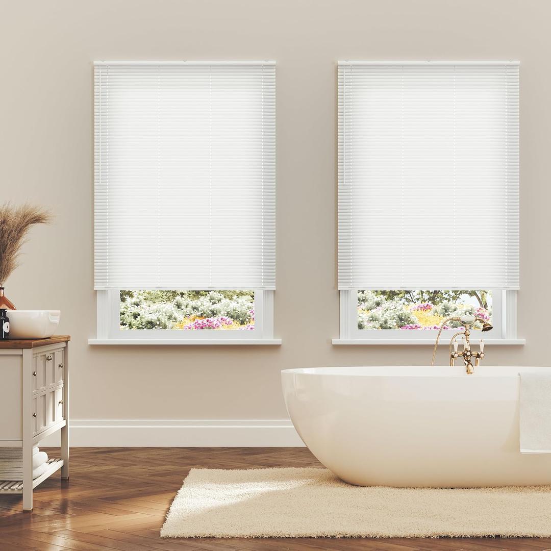 Lumino 1" Light Filtering Vinyl Mini Blinds, 24" W x 64" L White
