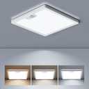 Motion Sensor Ceiling Light Wired, 3000K 4000K 5000K Selectable, 18W 1800LM Flush Mount Light Fixture with 3 Timer, Square Motion Ceiling Light for Closet Porch Stairs Hallway, White (1Pack Square)