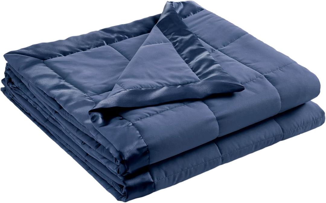 Madison Park Windom Down Alternative Blanket, Premium 3M Scotchgard Moisture Wicking Treatment, Lightweight and Soft Bed Cover For All Season, Satin Trim, Navy Twin