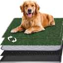 Reusable Pet Grass Potty w/ 2-Pack Replaceable Artificial Grass Quick Absorbent Indoor Portable Pet Training Patio Potty Washable Pee Pad Box Toliet (Medium-20x25In)