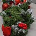 Christmas Garland with Lights, 9FT 30 LED Prelit Christmas Garland for Mantle,Outdoor Indoor Christmas Decorations Garland Battery Operated with Timer, Bows,Flowers,for Stairs,Railing,Fireplace,Door