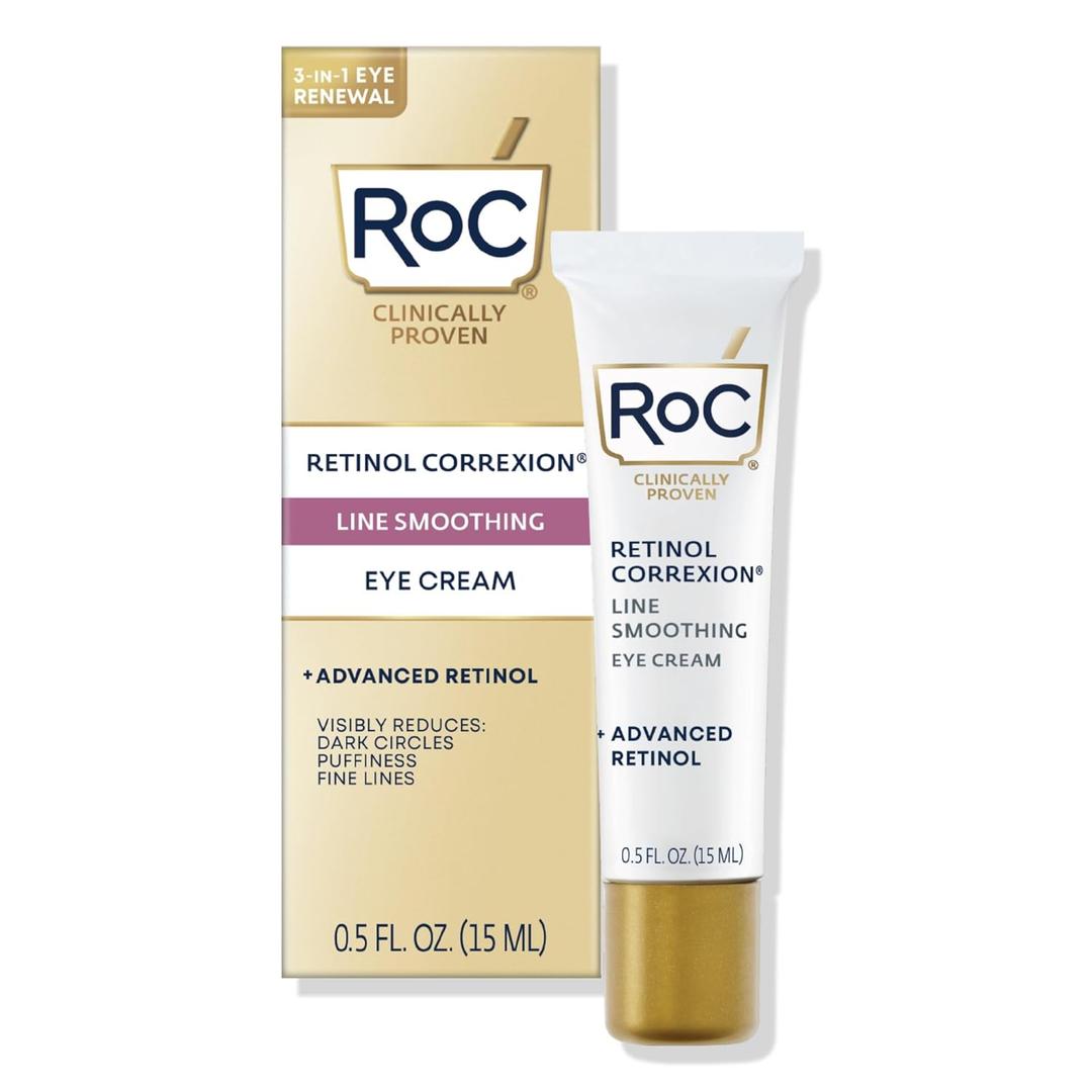 RoC Retinol Correxion Under Eye Cream for Dark Circles & Puffiness, Daily Wrinkle Cream, Anti Aging Skin Care Treatment Women and Men, 0.5 oz  RoC Retinol Correxion Under Eye Cream for Dark Circles & Puffiness, Daily Wrinkle Cream, Anti Aging Skin Care Treatment Women and Men, 0.5 oz
