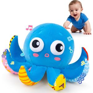 Baby Toys 6-12 Months, Musical Crawling Bouncing Dancing Octopus Plush Toys 12-18 Months, 50 Songs & Recording Feature, Interactive Toddler Toys Age 1-2 Tummy Time Toys Infants Easter Basket Stuffers