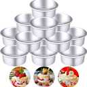 Nuenen 12 Pcs Round Cake Pans Aluminum Round Mold Smash Cake Baking Cheesecake Pans for Home Party Baking Supplies (4 Inch)