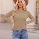 ZESICA Fall Tops for Women 2025 Trendy Long Sleeve Shirts Dressy Casual Textured Blouses (Brown, M)