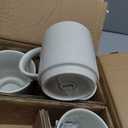 Sweese Stackable Coffee Mugs - 10 Oz Porcelain Cups for Specialty Coffee Drinks, Cappuccino, Cafe Mocha, Latte and tea, Set of 4, White Grey