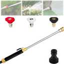Jet Nozzle Power Washer for Garden Hose with 3 High-Pressure Nozzles, High Pressure Power Washer Wand, Garden Hose Jet Nozzle & Pressure Washer Hose Adapter for Patio Garden Outdoor Cleaning (Black)