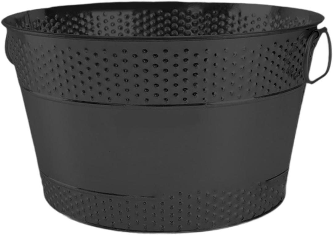 Rustic Ice Bucket Metal Drink Storage with Handle Wine Bucket Beverage Tub for Restaurant Cocktails Hotel Drinks Wine Cooling, Black