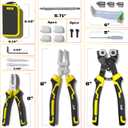 KJE 15PCS Glass Cutters Tools, 8" Wheeled Glass Tile Nippers, 8" Running Pliers, 6" Breaker Grozer Pliers, Oil Feed Glass Cutter Kit with 3 Size Cutter Head for Mosaic Cutting with Zipper Bag