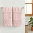 Artoid Mode 2 Pcs Pink 3D Geometric Design Jacquard Hand Towels for Bathroom, 100% Cotton Soft Absorbent Bathroom Decor Towels, 13.7 x 29.5 Inch