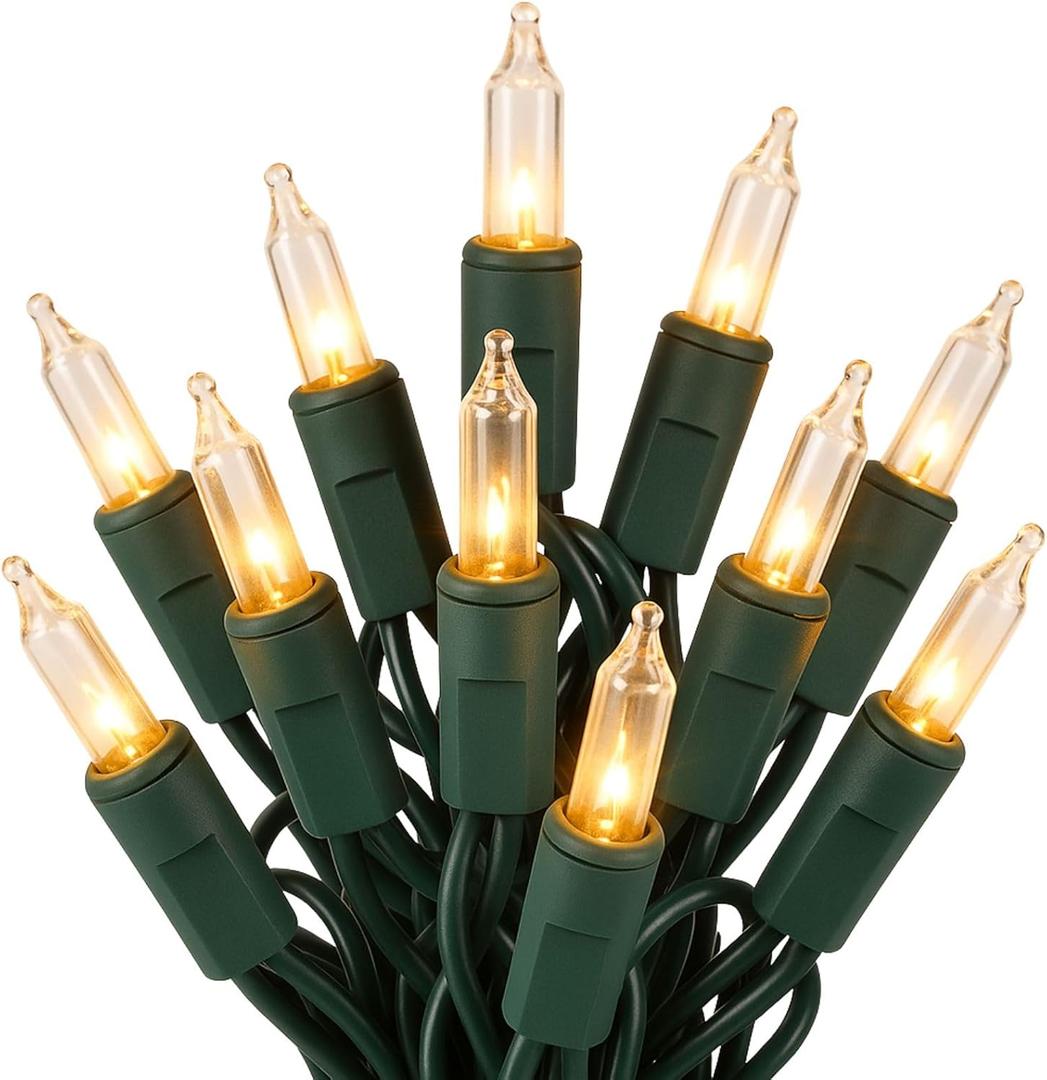Koopower 33ft 100 LED Battery Operated String Lights with Timer (8 Modes), IP65 Waterproof for Christmas Tree, Green String, Warm White