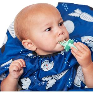 grabease Allover Waterproof Bib for Self-Feeding Infants and Toddlers, Machine Washable, Ages 6-24 Months (Navy)