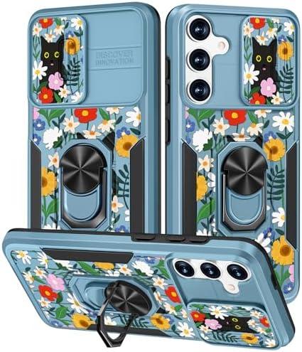Miss Adola for Samsung Galaxy S24 Plus Case - Cute Aesthetic with Camera Cover & Ring Stand for Women & Girls, Hidden Cat