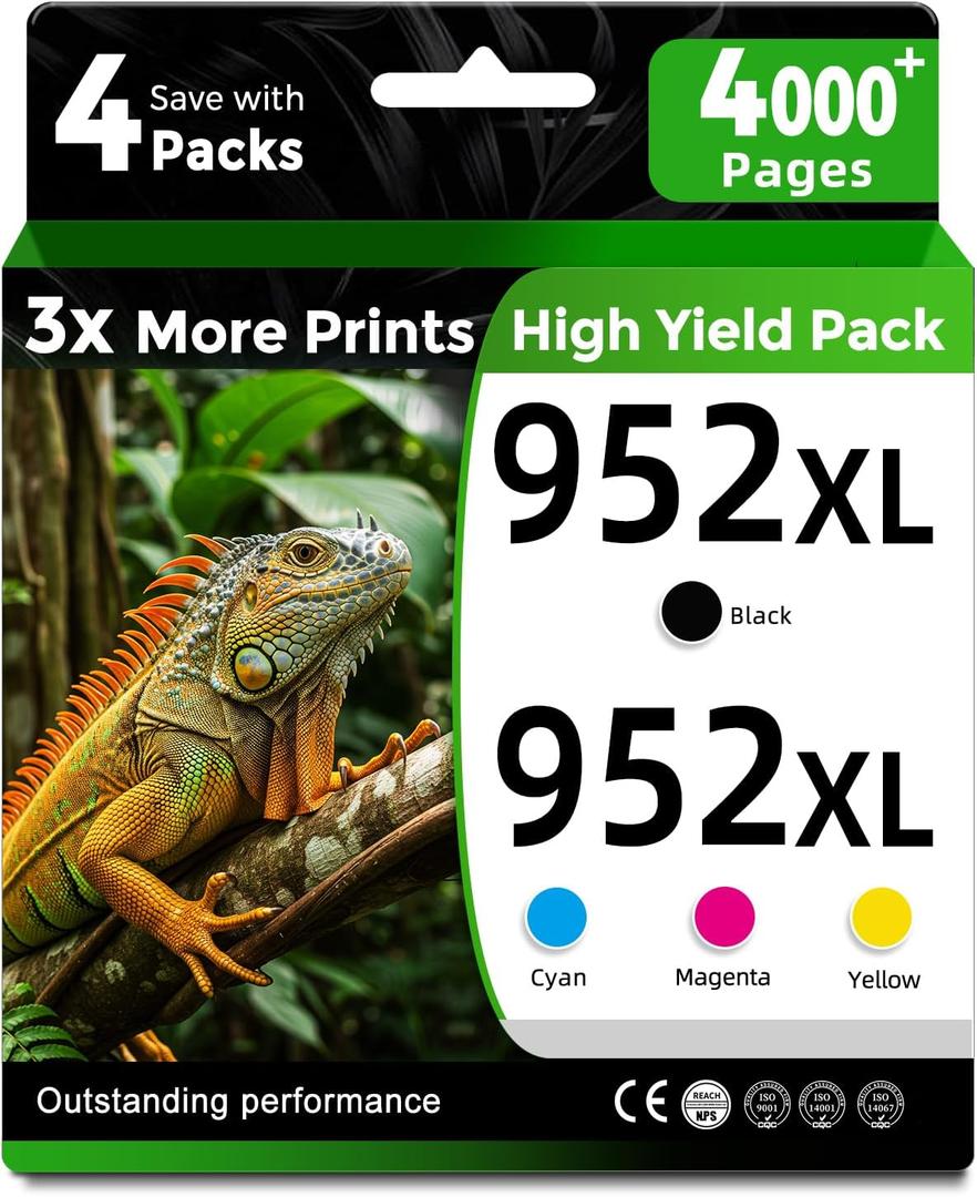 Ubinki 952XL Ink Cartridge Combo 4-Pack Compatible for HP 952 XL HP952 HP952XL Black Cyan Magenta Yellow
