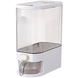 Sooyee Clear Rice Dispenser, Large Cereal Dispenser with Lid Time Scale, Measuring Cylinder Moisture Proof Airtight Food Dispenser Bucket for Rice, Corn,Coffee Bean,Grain,Soybean & Oatmeal