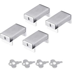 Reliancer 4 Pack Sliding Window Locks Sets with Keys Aluminum Alloy Door Frame Security Lock Stop Adjustable Safety Window Locks Security Door Stop for Home and Office Child Safety