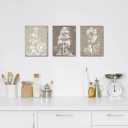 RnnJoile Boho Botanical Prints Beige Floral Canvas Picture Wall Art for Bathroom Decor Framed 16"x24" each piece