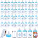 62 Pcs 3.5 Inch Baby Mini Milk Bottle Baby Shower Favor with 500 Adhesive Thank You for Showering Stickers, Small Plastic Candy Bottle DIY Gift for Boy Girl Newborn Baptism Party Decor (Blue)