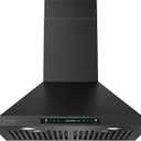 IKTCH 30 inch Black Wall Mount Range Hood, 900 CFM Ducted/Ductless Stainless Steel Vent Hood with Gesture Sensing & Touch Control Switch Panel, 2 Pcs Adjustable Lights