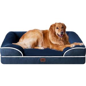 EHEYCIGA Orthopedic Dog Beds for Large Dogs, Waterproof Memory Foam Large Dog Bed with Sides, Non-Slip Bottom and Egg-Crate Foam Pet Couch Bed with Washable Removable Cover, nav(41.0"L x 27.0"W x 6.5"Th)