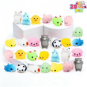 CAMIRUS Mochi Squishies Toys, 28PCS Kawaii Min Squishies Party Favors for Kids Stress Relief Toys, Classroom Prizes, Birthday Gifts, Basket Stuffers Filler, Easter Eggs Hunt, Easter Party Favors