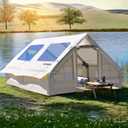 Inflatable Tent for Camping Large Blow Up Tent Glamping Tent 4-8 Person House, Easy Set up Waterproof Outdoor Oxford Tents, 4 Season Air Tents with Pump (6sq Beige Air Tent)