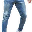 Heyfanee Mens Slim Fit Jeans Stretch Denim Pants for Men (32W x 30L, Light Blue)
