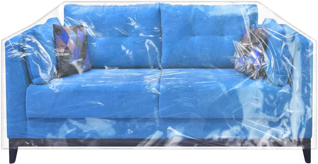 Wokire Plastic Loveseat Cover - 84" W x 40" D x 36" RH x 18" FH - Heavy Duty Vinyl, Waterproof, Slipover - Protects Pets Scratches