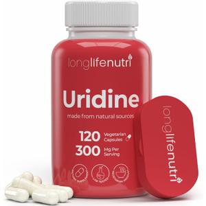 Uridine Monophosphate 300mg  Choline Precursor & Synaptic Function, Nootropic for Focus & Mental Performance, 120 Vegetarian Capsules, 4-Month Supply, GMP Certified, Made in USA