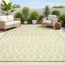 JONATHAN Y Moroccan Geometric Indoor Outdoor Area Rug 4X6 Light Green/Cream, Ourika Textured Weave for Backyard, Patio, Porch, Easy-Cleaning, High Traffic, Pet-Friendly, Non-Shedding (SMB108N-4), 3'11" x 6'