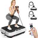 Bigzzia Vibration Plate Exercise Machine for Weight Loss  100-Speed Platform with Remote & Resistance Bands, 450 lbs Capacity  Quiet Full Body Workout for Lymphatic Drainage at Home (White)