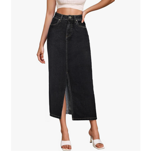 Hybrid & Company Women's Long Denim Skirt – Stretch Jean Skirt for Office and Casual Wear,M