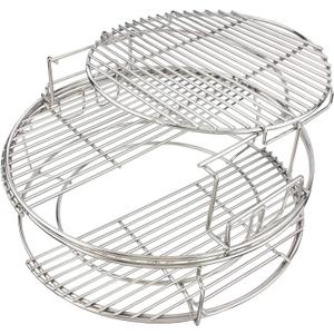 KAMaster 3 Tier 5 Piece BBQ Replacement Kit for Large Big Green Color Egg,Stainless Steel Grill Stack Rack with Removable Cooking System,BBQ Grill Basket Grill Expander Rack Ultimate Set Fit L BGE