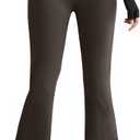 Flare Leggings for Women High Waist Yoga Pants with Pockets Tummy Control Workout Gym Bootcut Leggings (Large, Brown)
