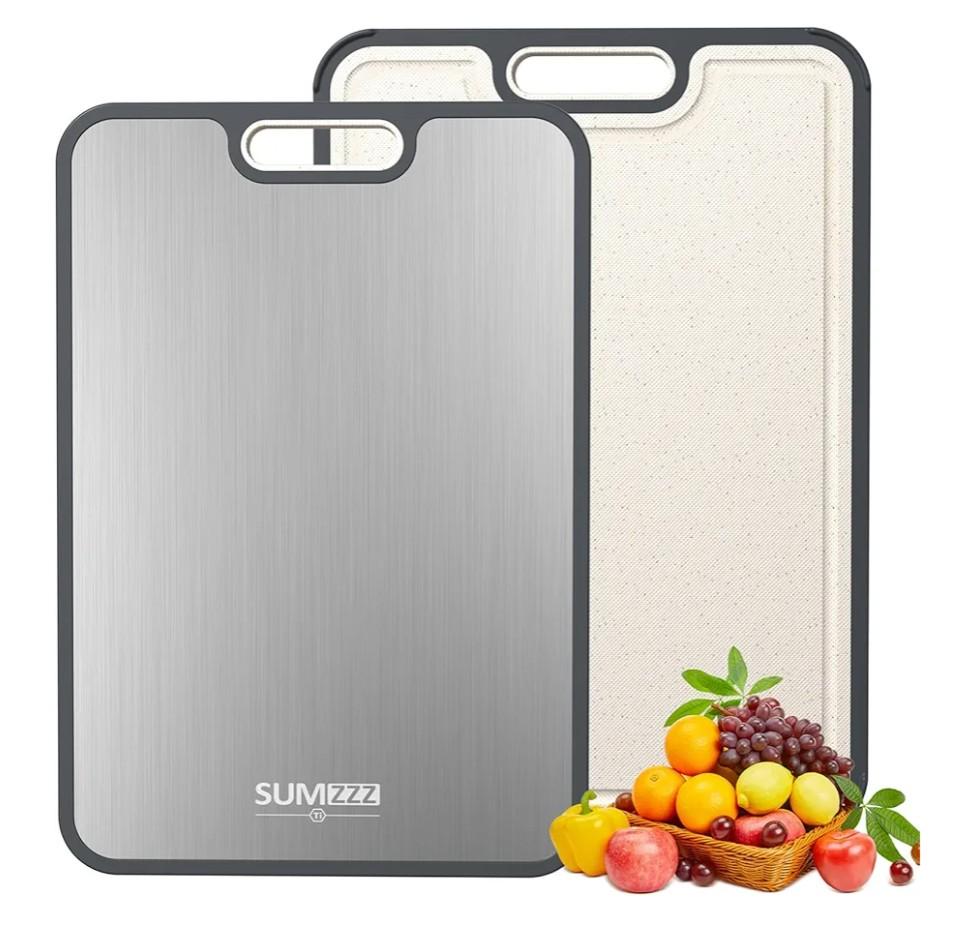 Titanium Cutting Board for Kitchen, Cutting Board Double Sided Food Grade, Pure Titanium/PP, Easy to Clean Large Size 16”×10”