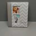 Pearhead First 5 Years Chevron Baby Memory Book, Clean-Touch Safe Ink Pad for Babys Handprint or Footprint, Gender Neutral Milestone And Pregnancy Gray