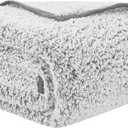 EMME Soft Sherpa Fleece Blanket Reversible Plush Fluffy Large Blanket, Light Weight Warm Decorative Boho Blanket Cover for Sofa, Couch, Bedroom, Travel(Plush Grey, 50"x60") (Throw)