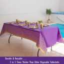 2 Pack Premium Purple and Gold Plastic Tablecloths Thick, Durable, Reusable Table Covers (54 x 108 in) Stylish Party Decor for Birthday, Rapunzel, Tangled, Purple Birthday Decorations