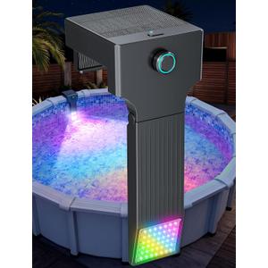 POOLHOUR Solar Pool Lights for Above Ground Pools (Steel Wall Only), LED Pool Wall Light with Remote & Timer, Submersible Underwater Lighting, 10-Color RGB 4-Mode Poolside Solar Lights, 1 Pack