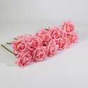 Artificial Rose Bouquet Real Touch Faux Roses 10pcs Pink Flowers Artificial Roses for Wedding Table Centerpiece Bridal Party Decor Home Office Decoration (Pink)