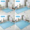 Coolcandy EVA Foam Play Mat, 16 Tiles Colorful Baby Play Mat, Square Kids Playmat with Solid Colored, 0.4" Thickened Interlocking Foam Floor Tiles, Puzzle Play Mat For Baby Lying, Playing (Light Blue)