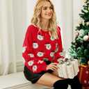 Ugly Christmas Sweaters for Women Funny Santa Xmas Snowflake Holiday Party Cute Knitted Pullover Tops (Large, Red)