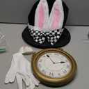 4E's Novelty 4Pcs Set Costume Accessory Set for White Rabbit Costume for Adult Women Men, Halloween Costume, Tea Party Dress Up