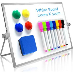 OWill Dry Erase White Board, 8 X 12 Small Whiteboard with Stand, Mini Whiteboard A4 Magnetic Desktop Board & Portable Double-Sided White Board Easel Drawing in School & Home