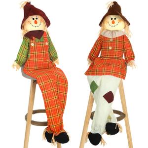Libima 2 Pack 60" Large Scarecrow Thanksgiving Fall Sitting Scarecrow Halloween Decoration Life Size Scarecrows for Indoor Outdoor Autumn Harvest Decoration for Garden Yard Porch(Adorable)