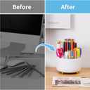 Marbrasse Desk Organizer, 360-Degree Rotating Pen Holder, Desk Organizers and Accessories with 5 Compartments Pencil Holder, Art Supply Storage Box Caddy for Office, HomeWhite