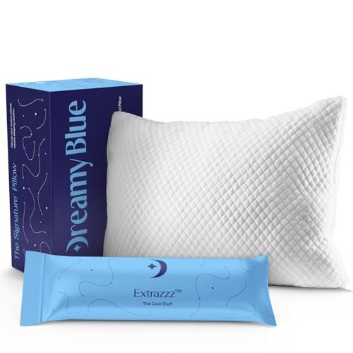 DreamyBlue Signature Pillow w/Adjustable Loft • Shredded Memory Foam Fill • Neutral Alignment for Side, Back, and Stomach Sleepers • Washable Bamboo Rayon Cover • CertiPUR-US Certified Foam (King), 34 x 19