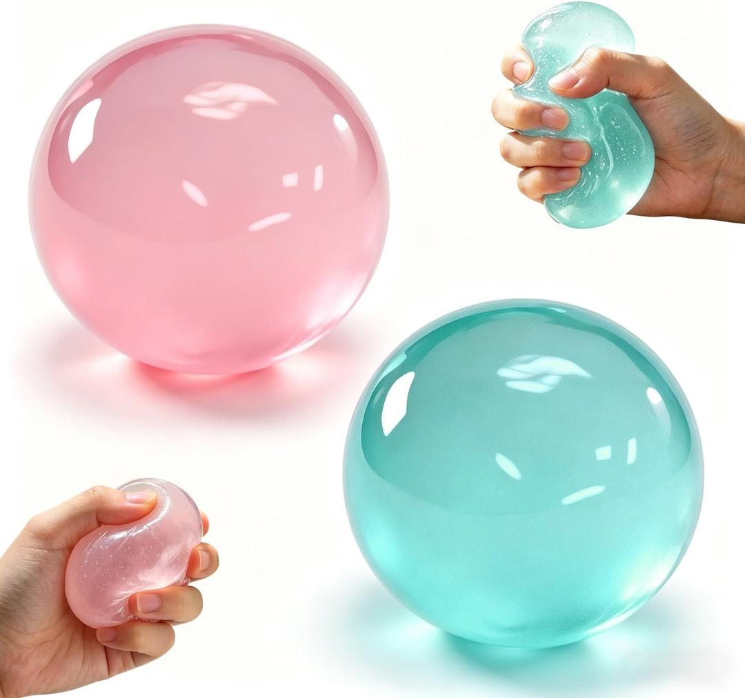 Coconut Oil Squishy, Slow Rising Stress Relief Squeeze, Soft Non-Sticky Sensory Fidget for Relaxation, Easy to Clean, Portable Gift for Adults (Blue+Pink)
