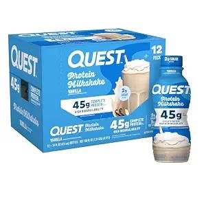 12 x Quest Nutrition Protein Milkshake, Vanilla, 45g Protein, 2g Sugar, High Protein, Low Sugar, Gluten Free, 1 Count (EXP 02/16/27)